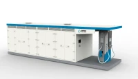 Eingangsdruck 150 bar, Ausgangsdruck 550 bar – mobile H₂-Wasserstofftankstelle